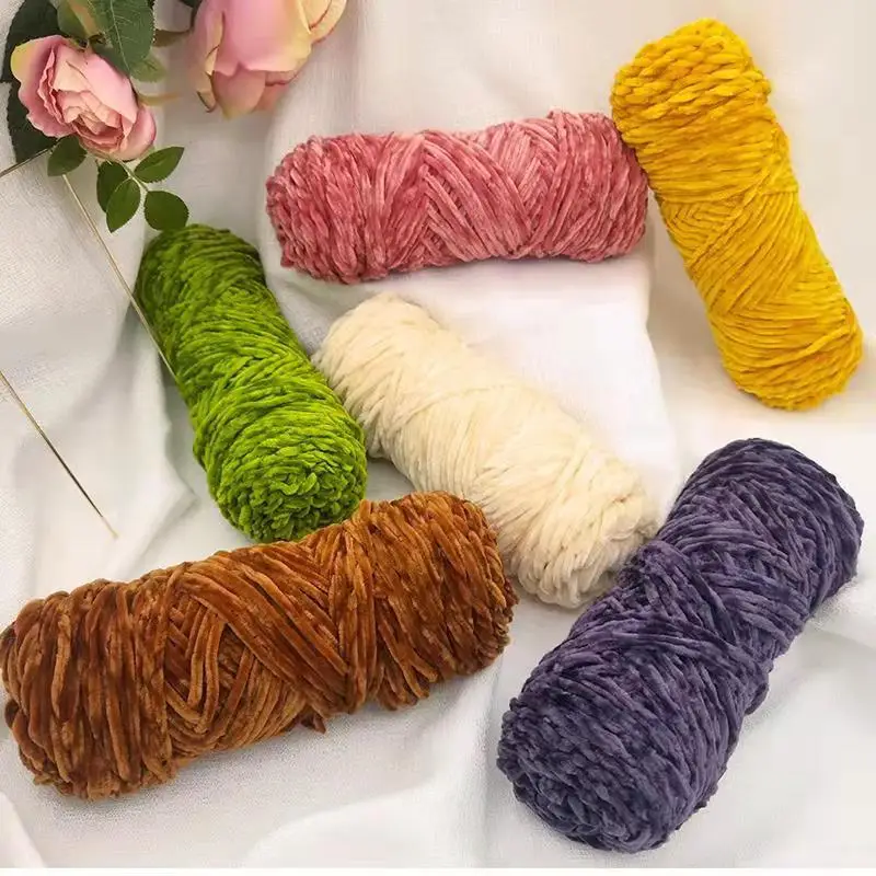 4mm Chenille Velvet Yarn Knitting Wool Thick Warm Crochet Knitting Yarns Cotton Baby Wool DIY Hand-Knitted Sweater Socks Hat 3