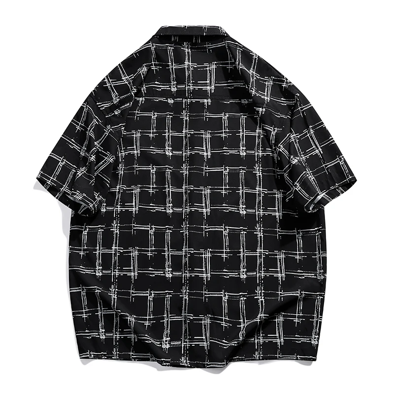 Youthful Vitality Casual Loose Shirts Vintage Ink Painting Men's Clothing Commute Polo-Neck Summer Basic Short Sleeve Shirts New