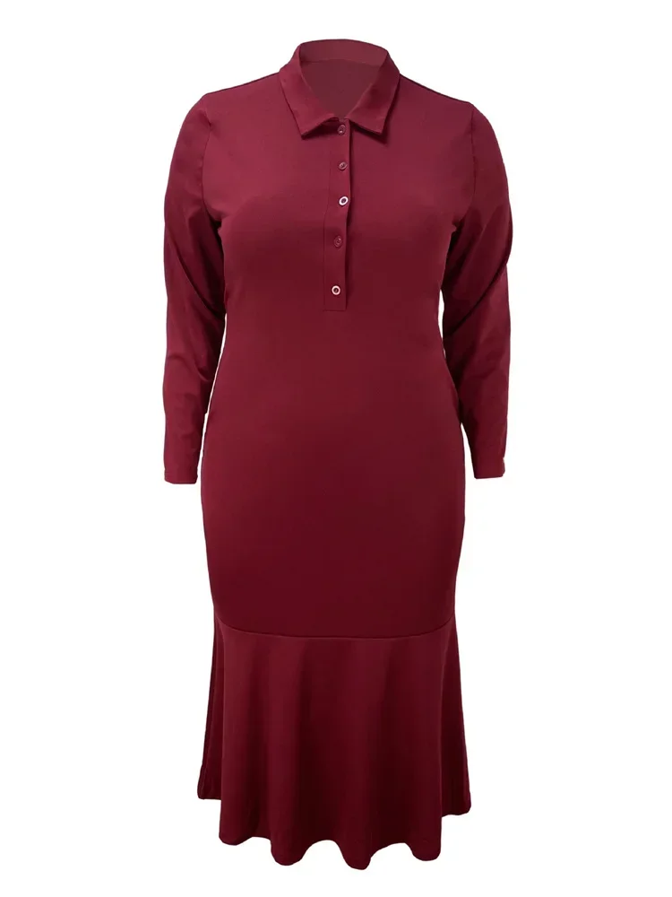 Wmstar Plus Size  Dresses Women  Wholesale Button Up Bodycon Bodycon Stretch Patchwork Maxi Dress Elegant Party Dropshipping