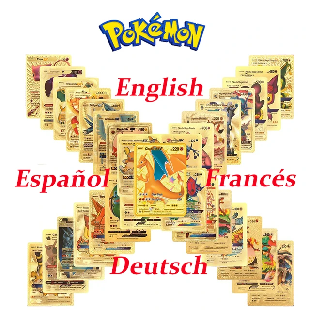 Cartes pokémon français allemand espagnol or Vmax carte d'énergie