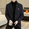 2024 New High Quality Fashion Everything Handsome Trend Leisure Business Men Checkerboard Spring and Autumn Suits 1