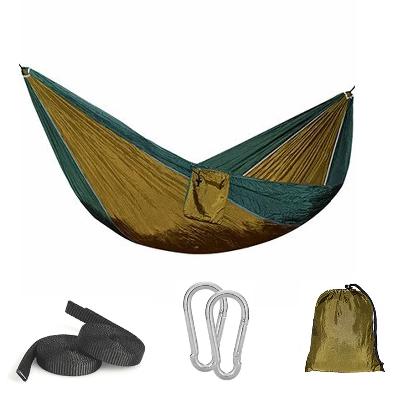 Camping Hammock For Single 220x90cm Outdoor Hunting Survival Portable Garden Yard Patio Leisure Parachute Hammock Swing Travel 