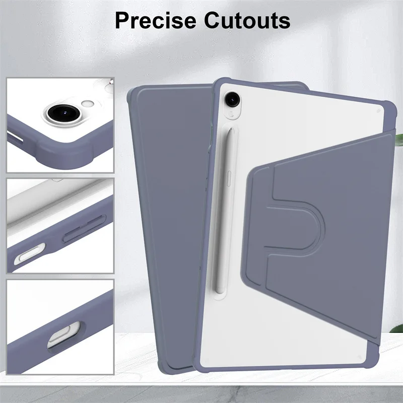 Enhanced Rotating Tablet Stand Case - Clear Shockproof Acrylic Cover
