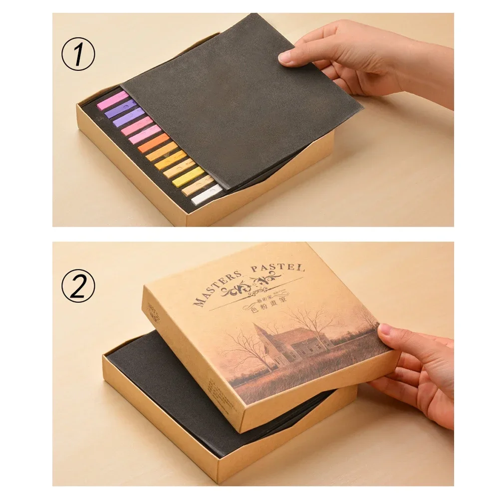 사각형 색상 아트 소프트 세트, 초크 독성 그림 36/48 건조 스틱, 논 파스텔 아티스트 학교 드로잉