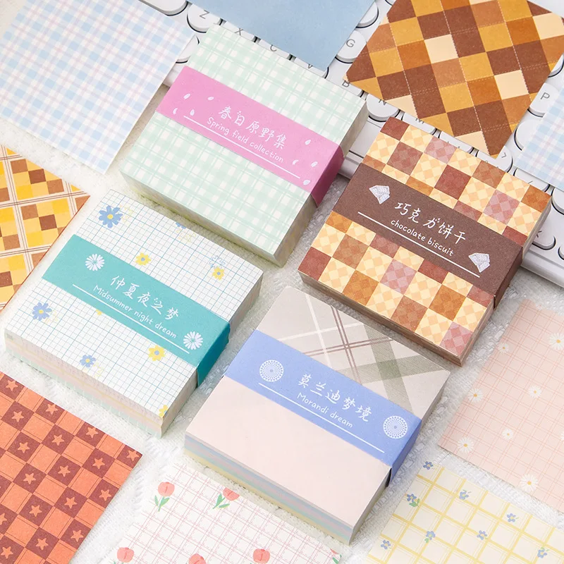 

Colored Plaid Note Pad INS Style High Appearance Level Non-stick Character Line Background Decorative Material Stationery