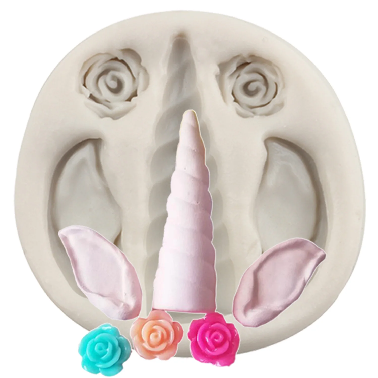 

Unicorn Horn Ears Silicone Mold Baby Birthday Rose Cupcake Topper Fondant Cake Decorating Tools Candy Chocolate Gumpaste Moulds