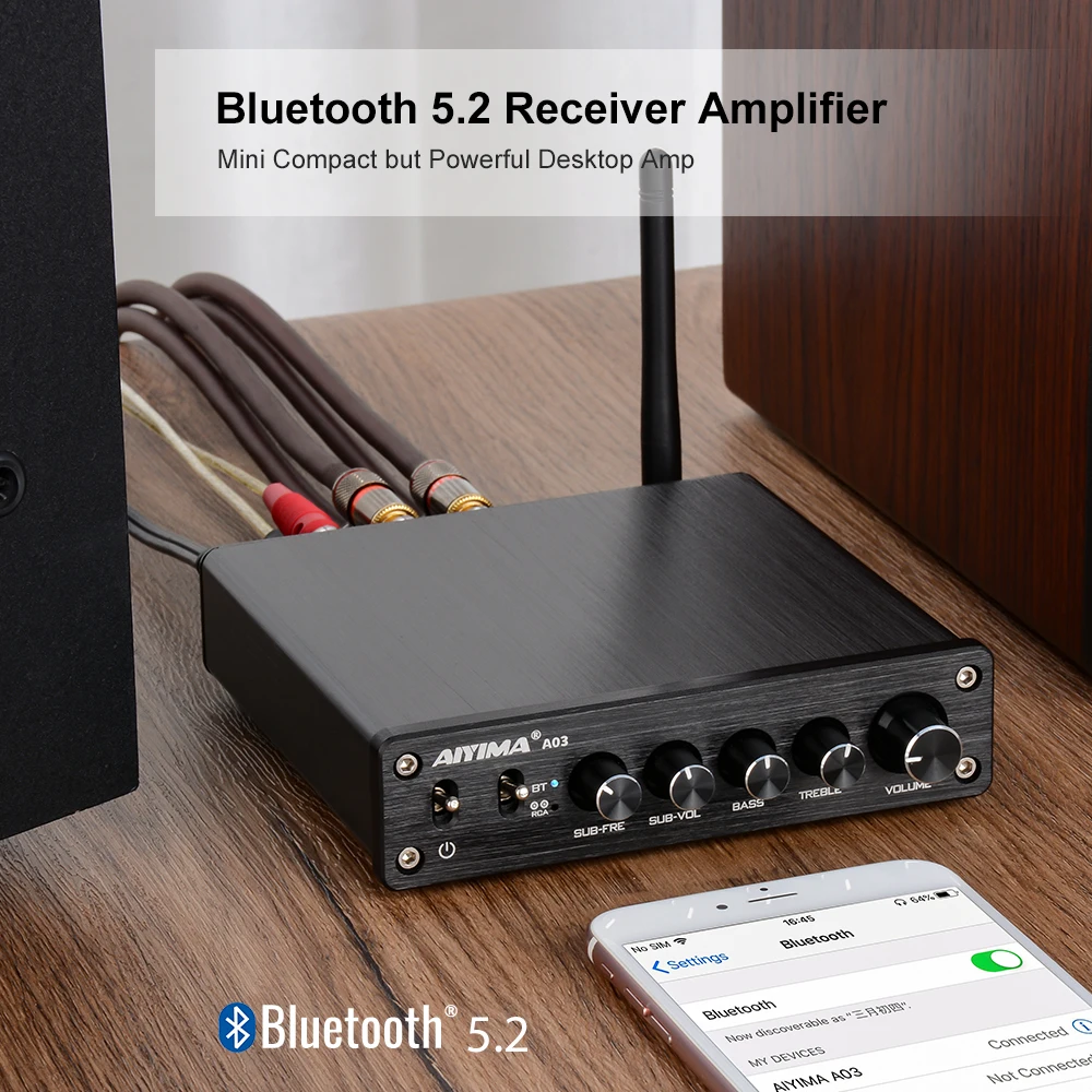 AIYIMA A03 TPA3116 Amplificador Subwoofer Audio Bluetooth