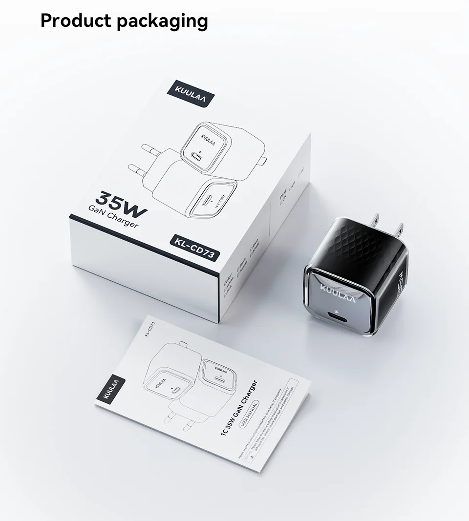 KUULAA USB C Charger 35W GaN Type C PD Fast Charging For iPhone 15 14 13 12 11 Pro Max For iPad Pro Air iPad Mini Huwei Xiaomi