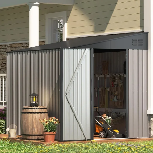 Abri de rangement en métal 8x6, armoire de rangement extérieure, solution de rangement côté jardin 5