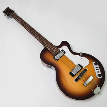 4-String Violin Style Electric Bass Guitar, Short Scale Semi-Hollow Body, Sunburst Finish, 500/2 Club Bass Style