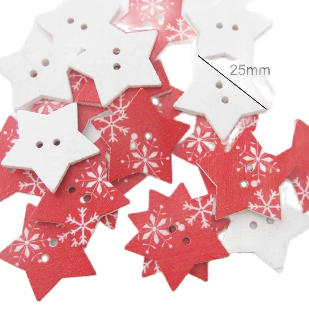 WBNNVN Mix 30Pcs Wood Buttons For Christmas Craft Decoration DIY Art Learning Accessories 4