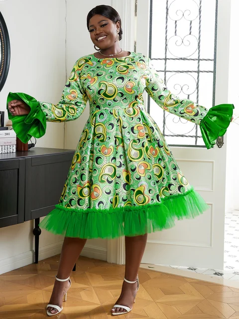 Ebere Long Flare Sleeve Gathered Dress
