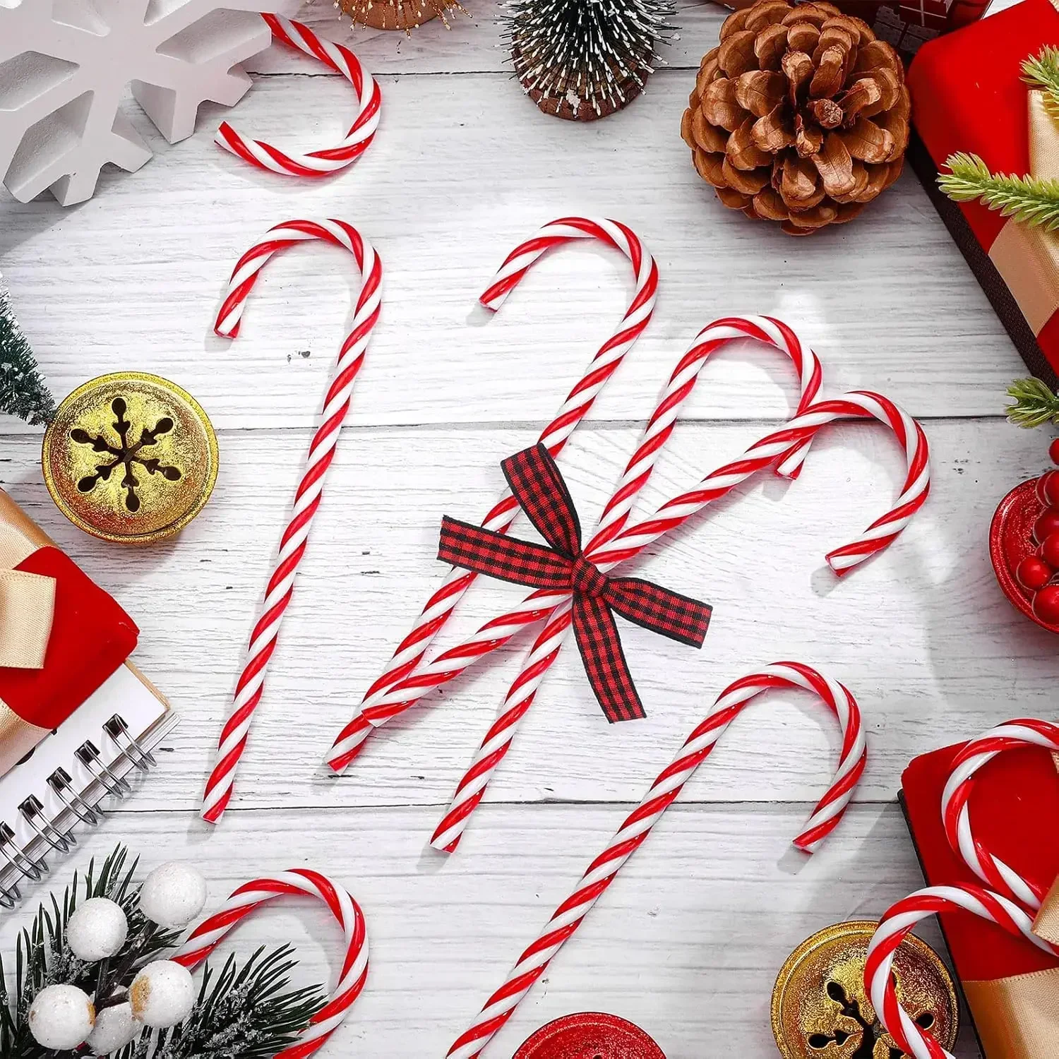 Christmas Candy Cane Ornaments - Plastic Tree Hanging Decorations 10010 Pcs