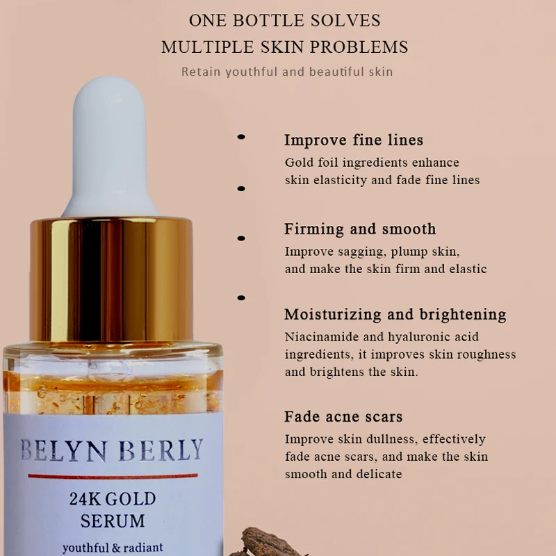 BELYN BERLY Face Serum 3Pcs/Lot Hyaluronic Acid + Vitamin C + 24k Gold Serum Moisturizing Spot White Facial Serum 4