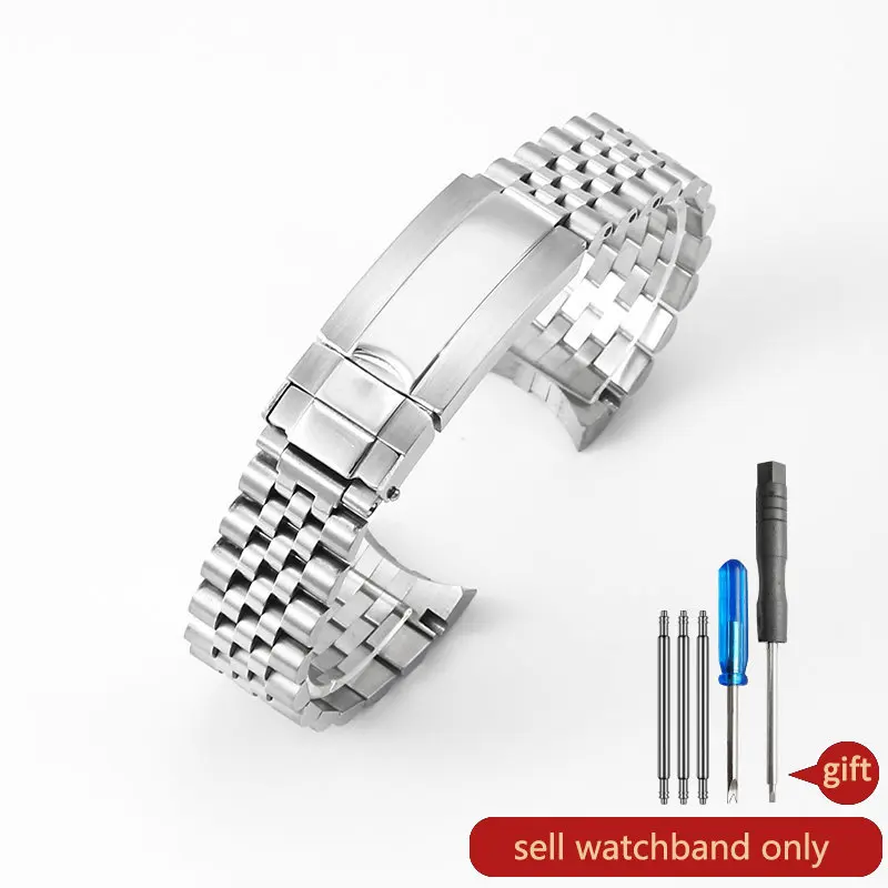 thumbnail image 1 of Para Rolex Log 20 mm para hombre, resistente al agua, de alta calidad, antioxidante, interfaz curva sólida, acero inoxidable, accesorios de repuesto para relojes, 1 of 5