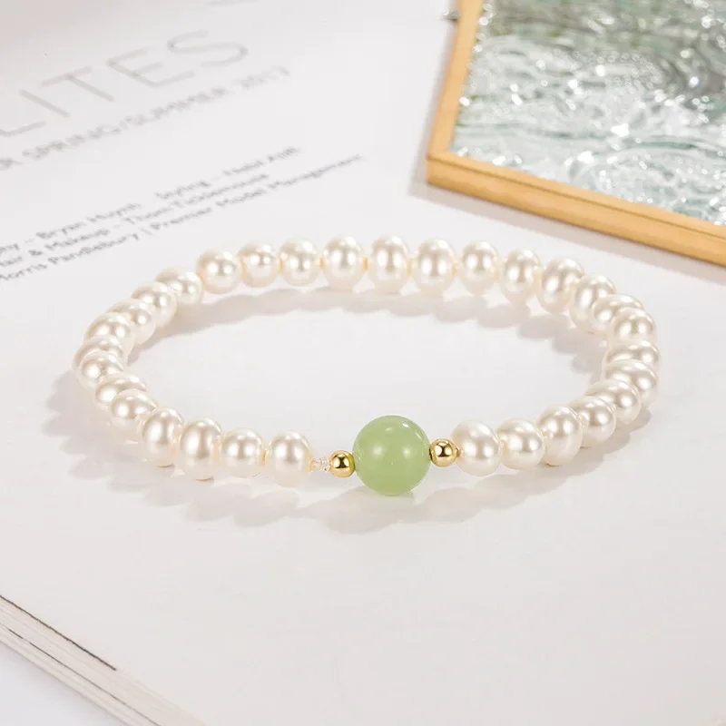 

Luxurious and Simple Hotan Jade Pearl Bracelet for Women Ins High Sense 2023 New Fashion Summer Women's High Quality Jewelry