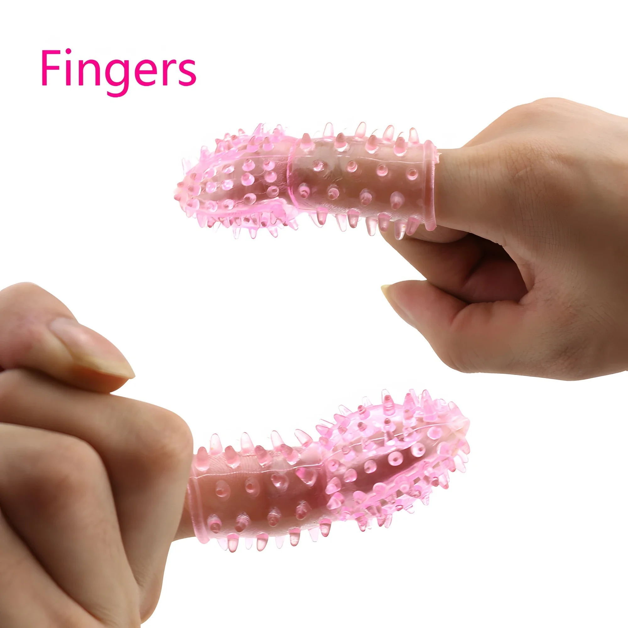 Sex Toy Couples Silicone Sex Finger Cots Tooth Bumps Multi-Angle Stimulation G-spot Finger Extension Massage Vaginal Orgasm