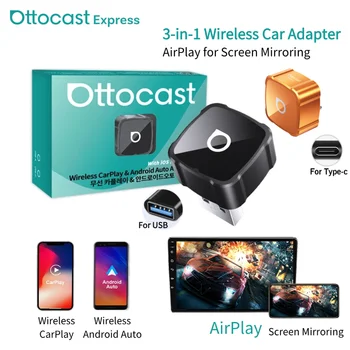 Ottocast MINI AIR 3in1 Box AI per Auto da Cablato a Wireless WiFi6 Carplay Plug & Play Adattatore Android Auto Dongle Smart Airplay Novità 2026