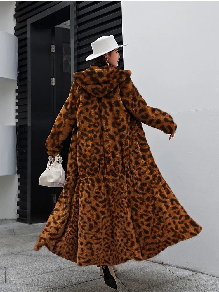 Winter Long Fur Jacket Hooded Fur Coat Oversized Thickened Warm Sheepskin Coat for Women Plush Jacket Faux Fur Coat Solid Loose