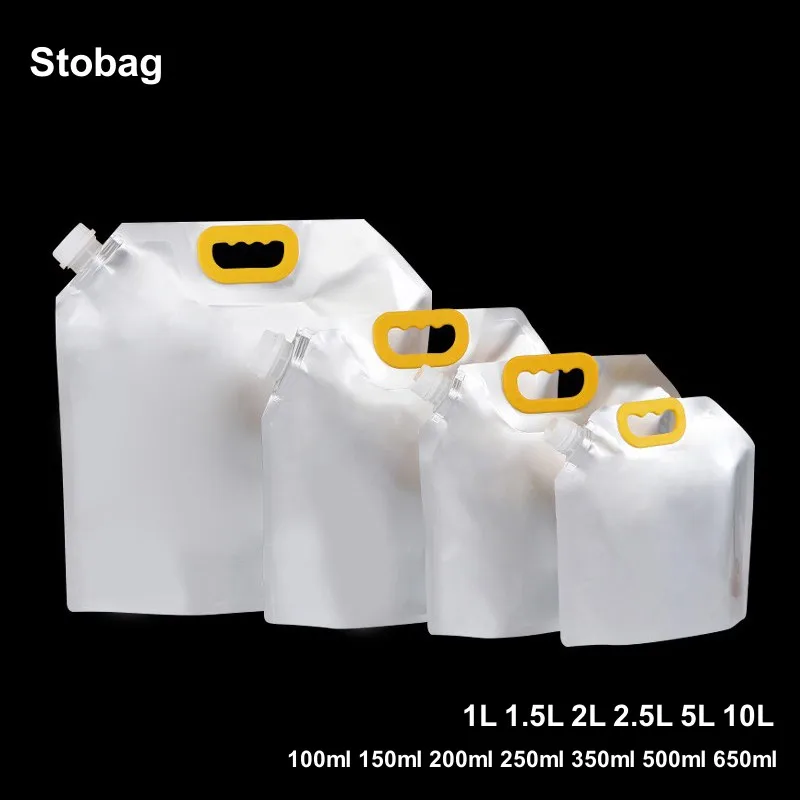 StoBag Aluminum Foil Liquid Packaging Drinking Nozzle Bags Stand Up Large for Beer Juice Beverage Storage Pouch Outdoor Portable