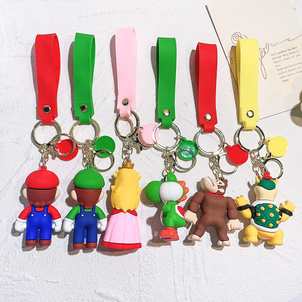 19 Styles Anime Keychain Mario Bros Luigi Toad Bowser Action Figure Model PVC Cartoon Bag Doll Pendant Toys Gift