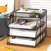 Office A4 Paper Desk Organizer Document File Letter Book Brochure Filling Tray Rack Shelf Carrier Metal Wire Mesh Storage Holder 3