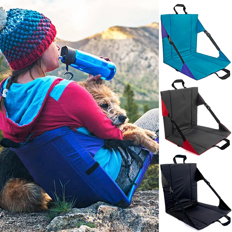 1PC Folding Cushion Seat With Backrest Portable Moisture-proof Sitting Mat Outdoor Camping Hiking Backpacking Fishing Chair