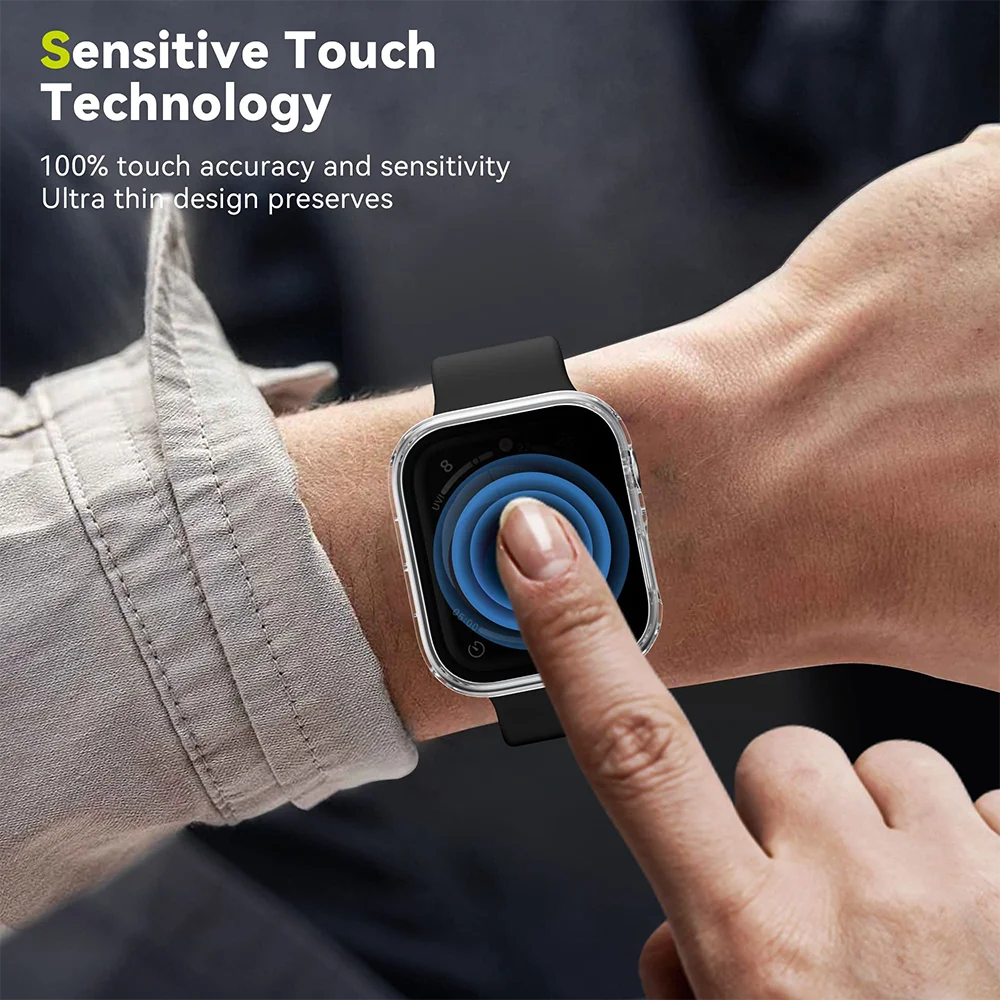Premium Privacy Screen Protector Hard Case for Apple Watch, Tempered Glass Cover