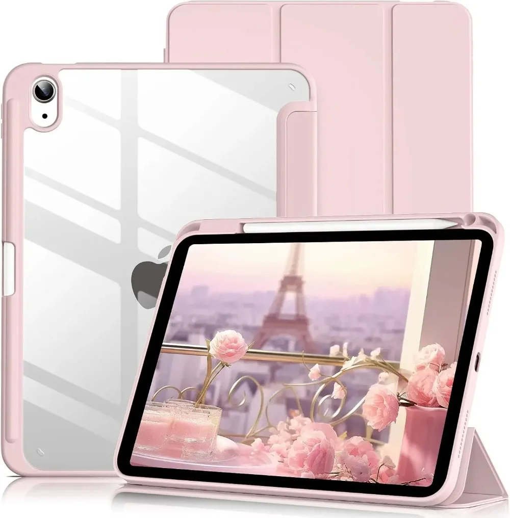 Acrylic Clear Back iPad Case with Tri-Fold Stand & Pencil Holder