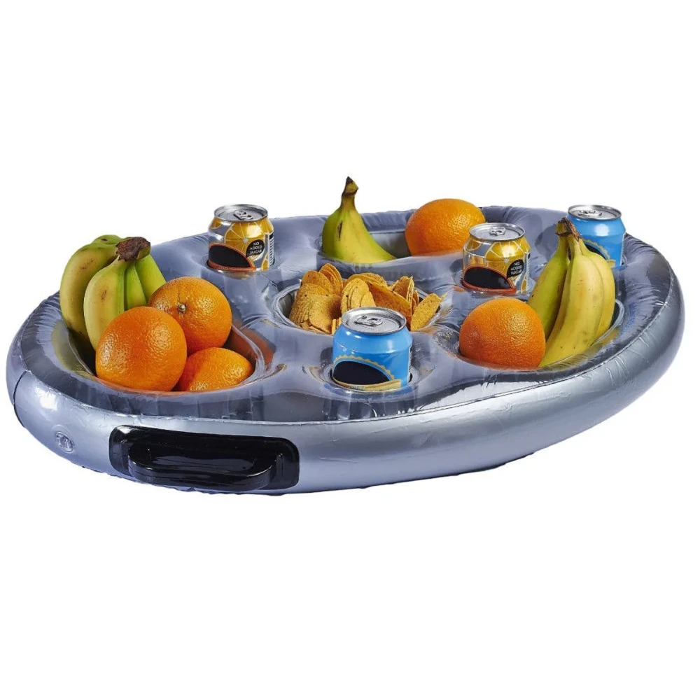 promotional foldable inflatable hot tub pool floating refreshment inflatable snacks serving bar tray snacks wine tray