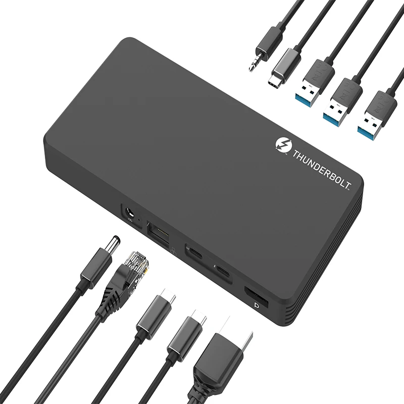 10-In-1 Multiporta In Alluminio Usb-C Docking Usb3.0 Hub Station + Pcie Nvme M.2 Ssd Case Thunderbolt 3 Dock