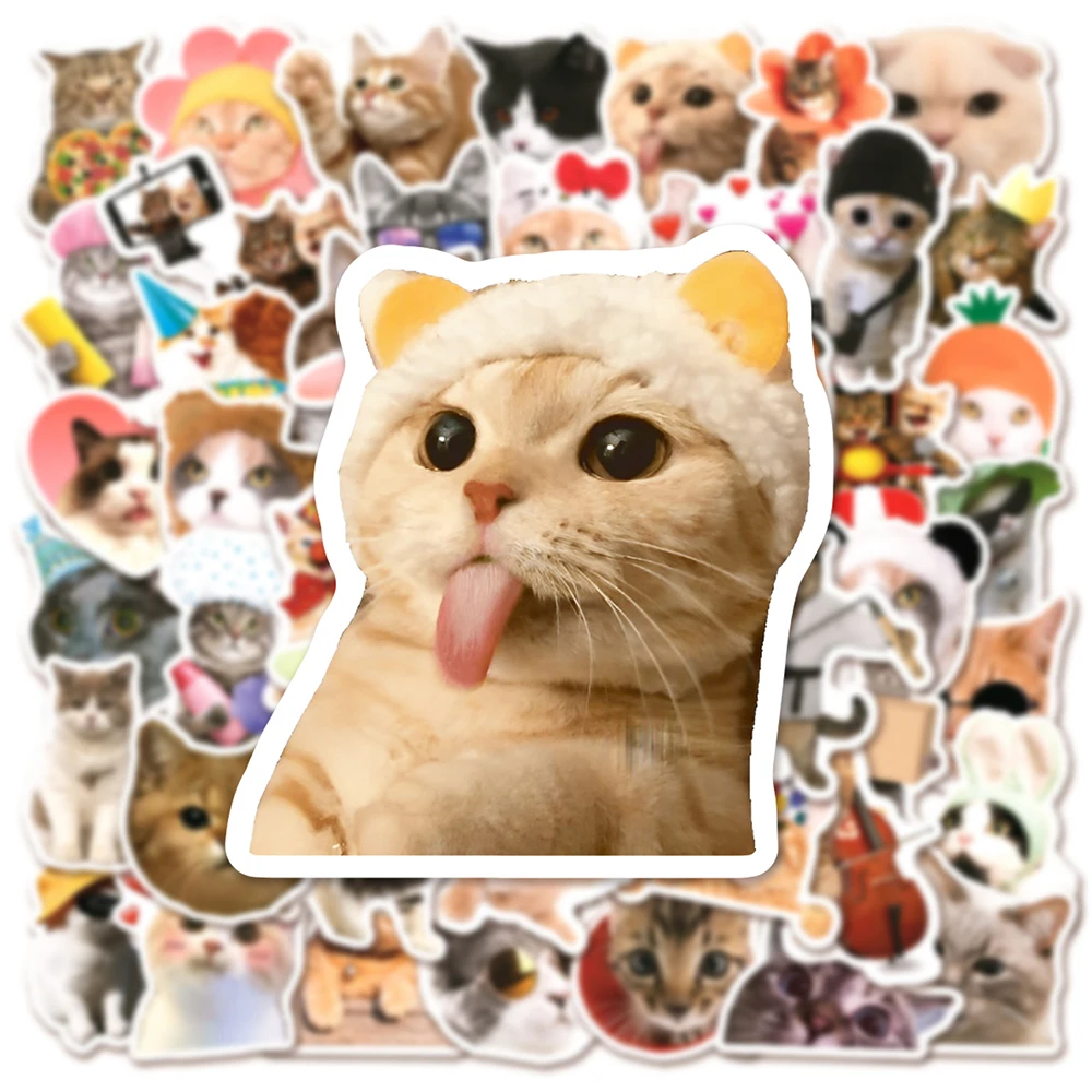 

10/30/50pcs Funny Cats Meme Graffiti Stickers for Kids DIY Scrapbook Laptop Luggage Cute Animal Cartoon Decals Sticker Toys Gift