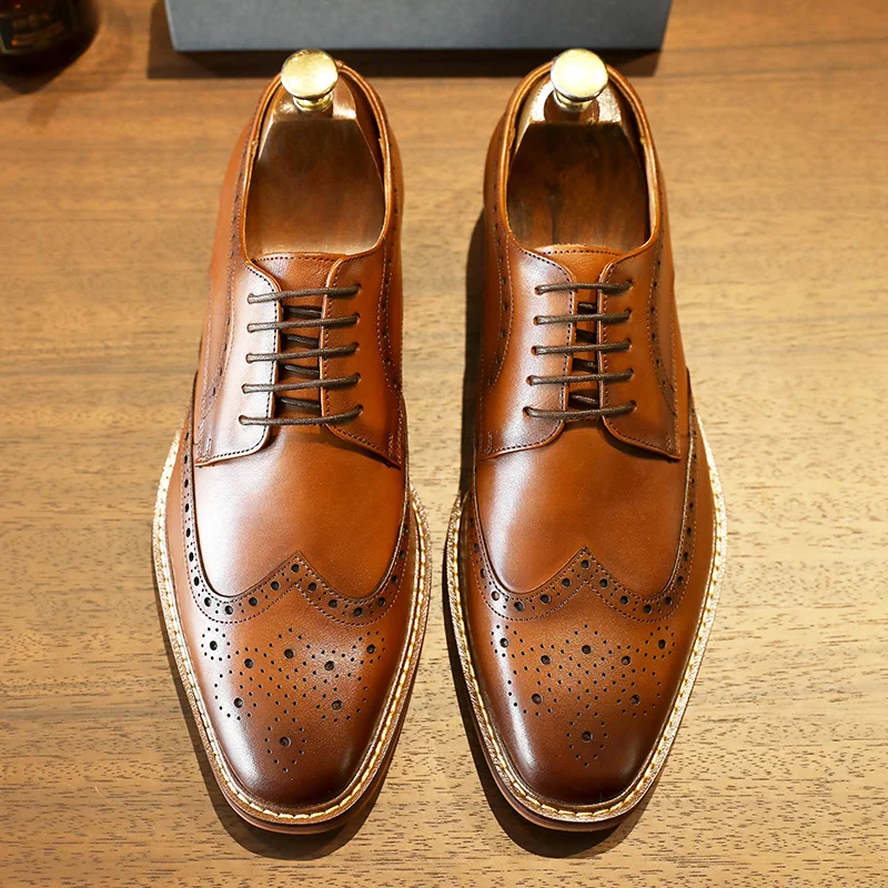 Shoes men's DESAI Business formal British genuine leather leisure derby inner height increase wedding groom