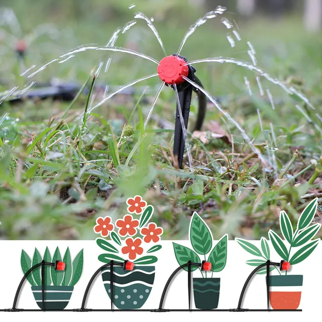 50-500Db 1/4 ' Barb Piros Állítható Fúvókák Kerti Öntözés Öntöző Sprinkler Mosható Emitter 0-80L/H Az Udvarra Üvegházhoz - Image 4