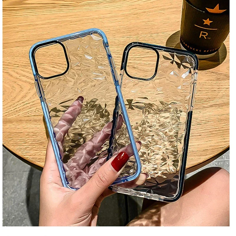 Luxury Diamond Texture Clear Shockproof Silicone Phone Case