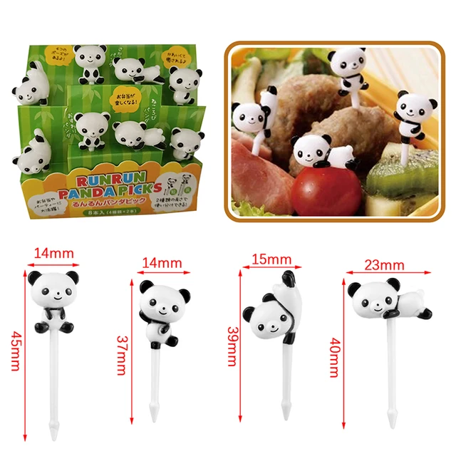 8Db/Set Mini Rajzfilm Panda Gyümölcs Villák Snack Desszert Szedés Sütemény Bento Ebédek Buli Dekoráció Műanyag Állatok
