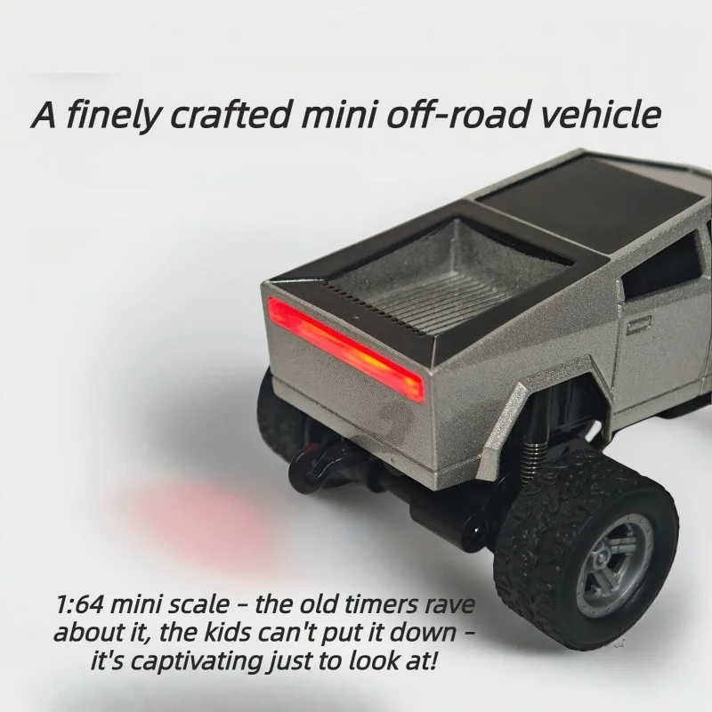 1/64 사이버펑크 스타일 픽업 트럭 RC카 다이캐스트 메탈 모델 2.4G 리모컨 충전식 장난감 어린이에게 완벽한 선물