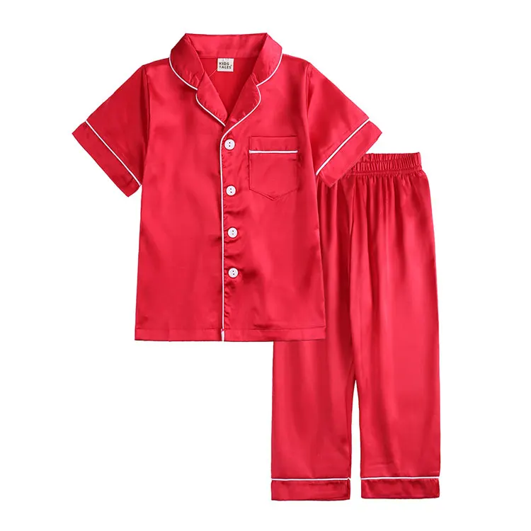 vintage nightgowns	 Four Seasons Kids Summer Pajamas Fashion Solid Color Children Clothes Pajama Set  Satin Pajamas Pants Baby Clothes 1-13 Years elegant pajama sets