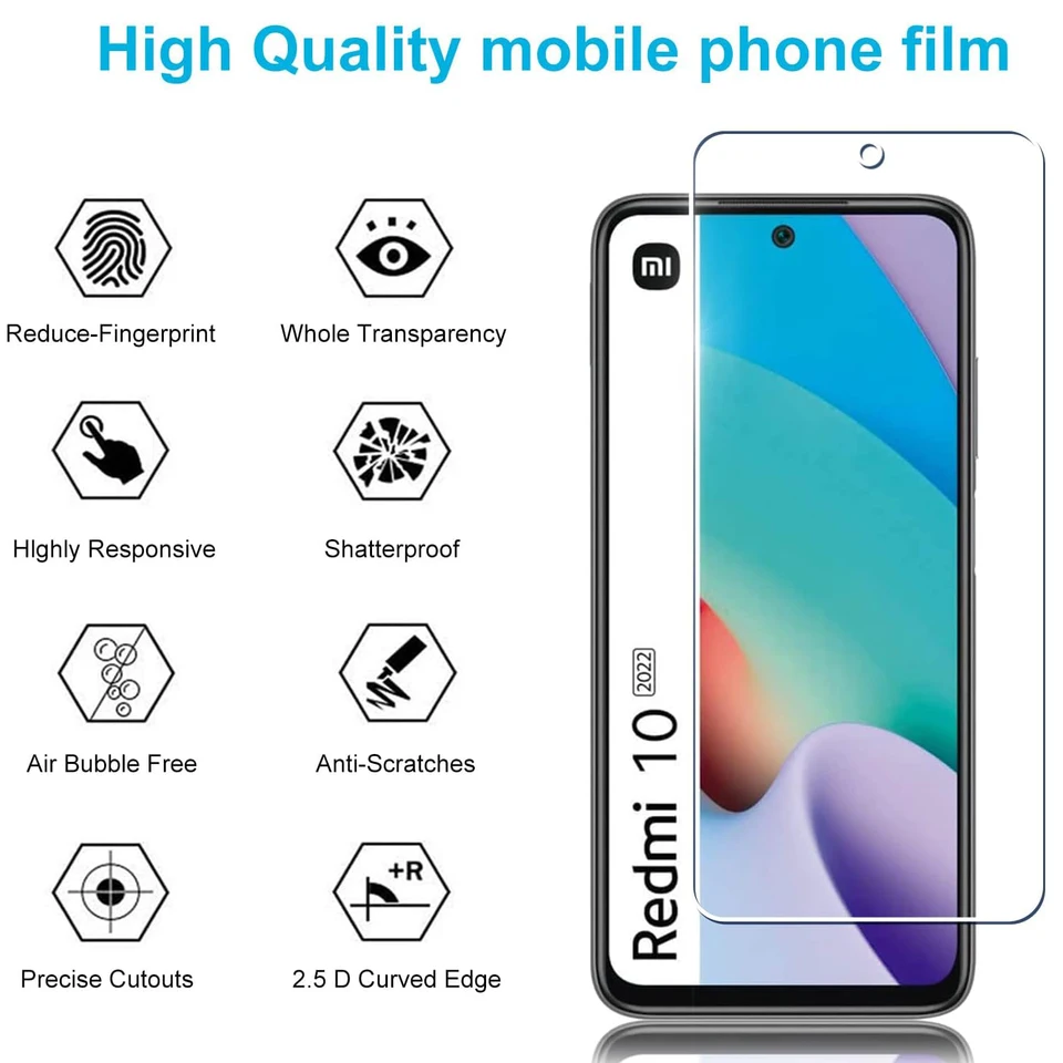 Per Xiaomi Redmi 10 Pellicola proteggi schermo in vetro temperato  202192403