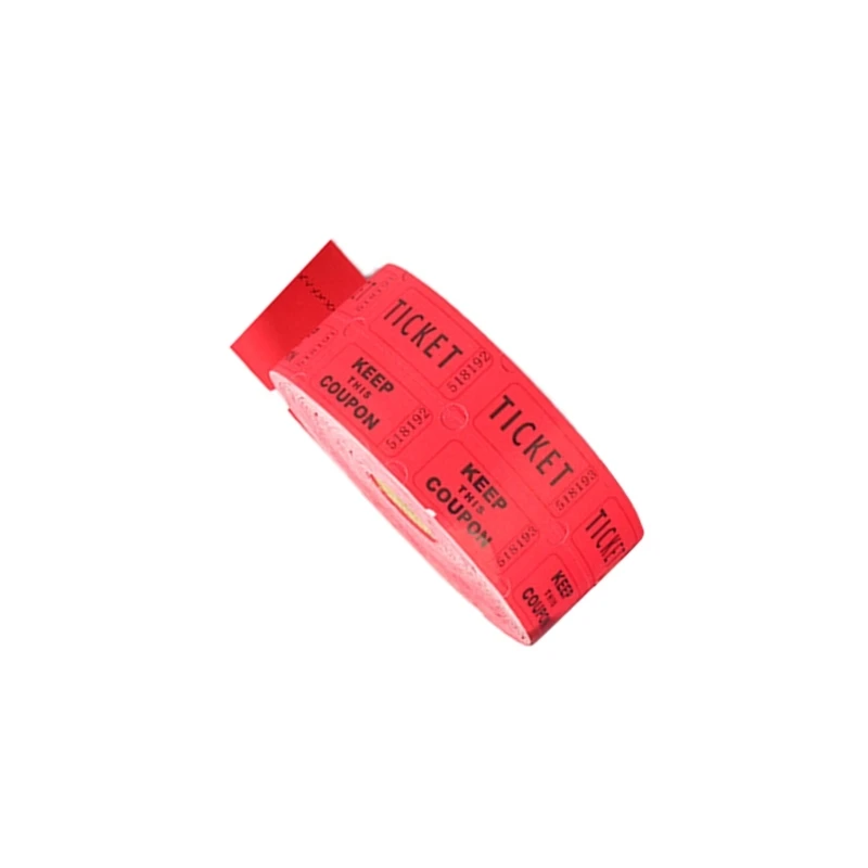 Biglietti della lotteria a rotolo singolo per eventi, premi sulla porta, bevande, 6 colori assortiti