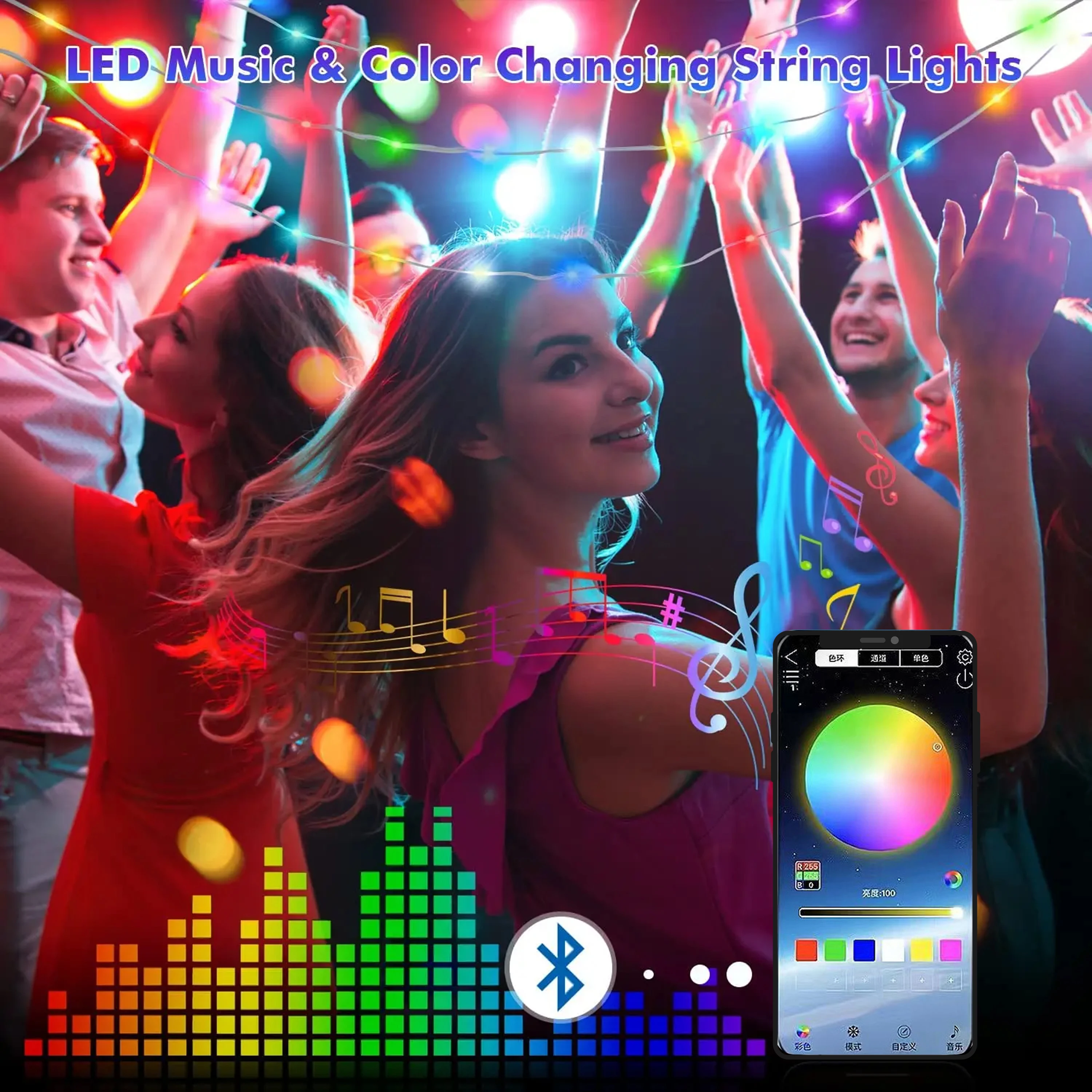 Enchanting USB LED Fairy Lights - Multicolor String Decor with App-Controlled Remote for Indoor & Outdoor Celebrations