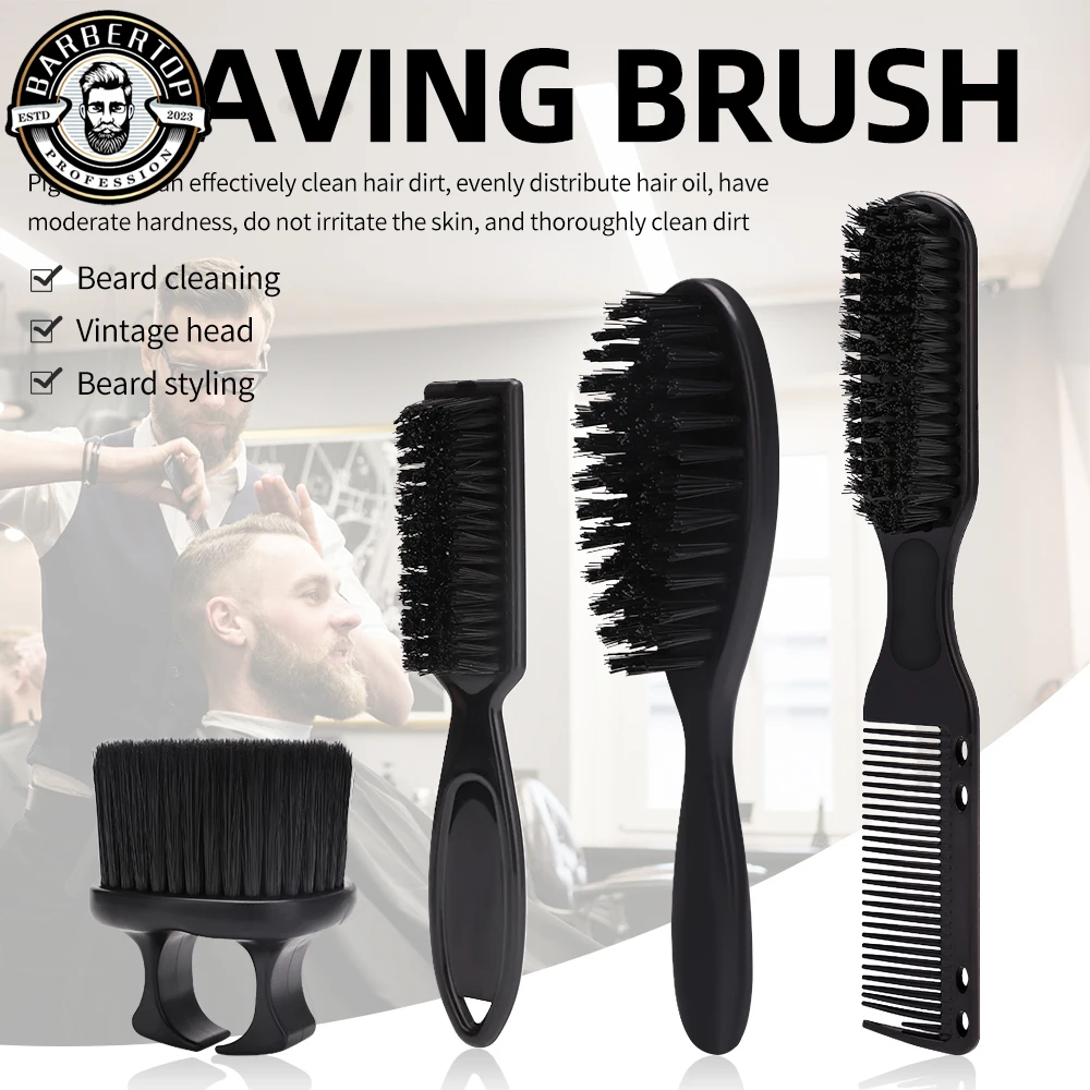 

Salon Hair Clean Brush Set Hangable Design Hair Cleaning Neck Brush Ring Beard Brush Stylist Styling Brush Set