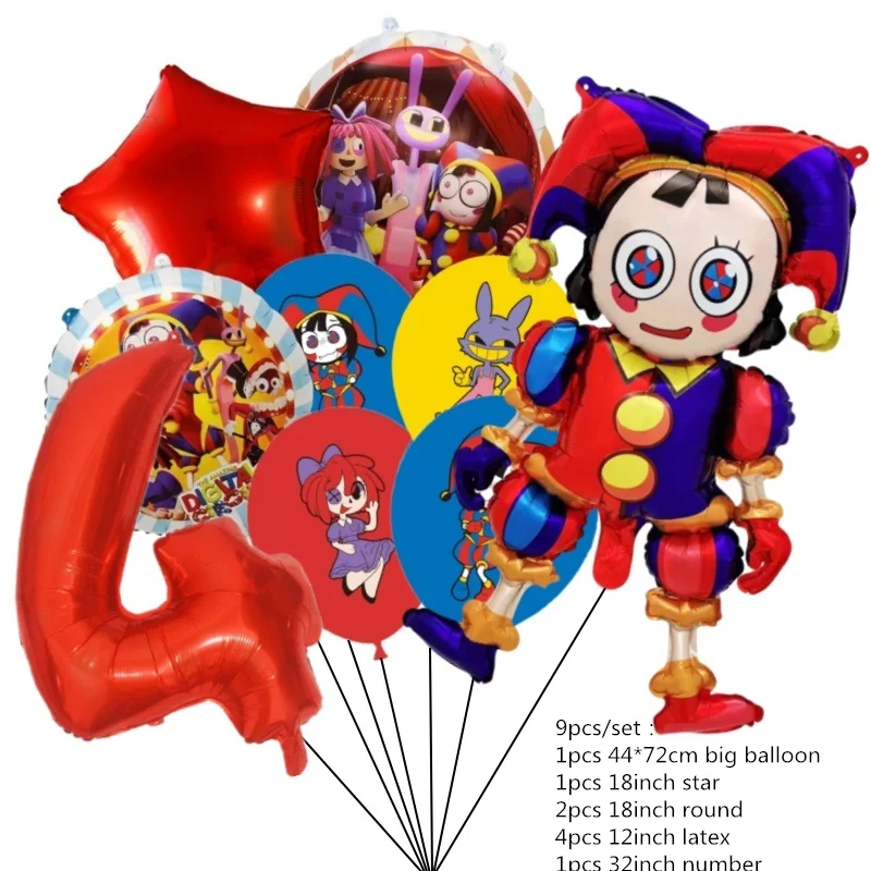 thumbnail image 1 of 9 piezas de globos de circo digitales increíbles para decoración de fiestas de cumpleaños, suministros para el día del niño, baby shower, regalo para niña o niño, 1 of 5