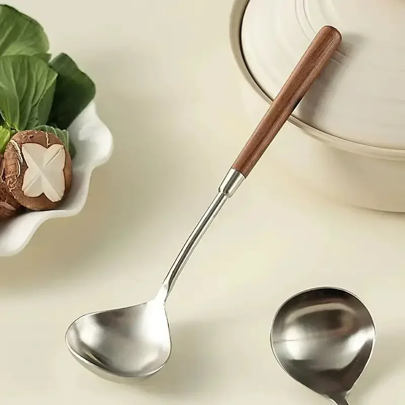 Walnut Handle Kitchen Utensils Stainless Steel Cake knife Shovel Pan Shovel Rice Spoon Soup Ladle Restaurant Service Component