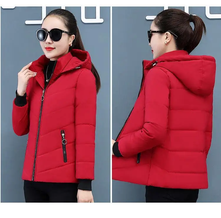 Women'S Short Winter Lambswool Down Cotton Jacket 2025 New Plus Velet Warm Cotton Coat Korean Loose Hooded Parkas Outerwear