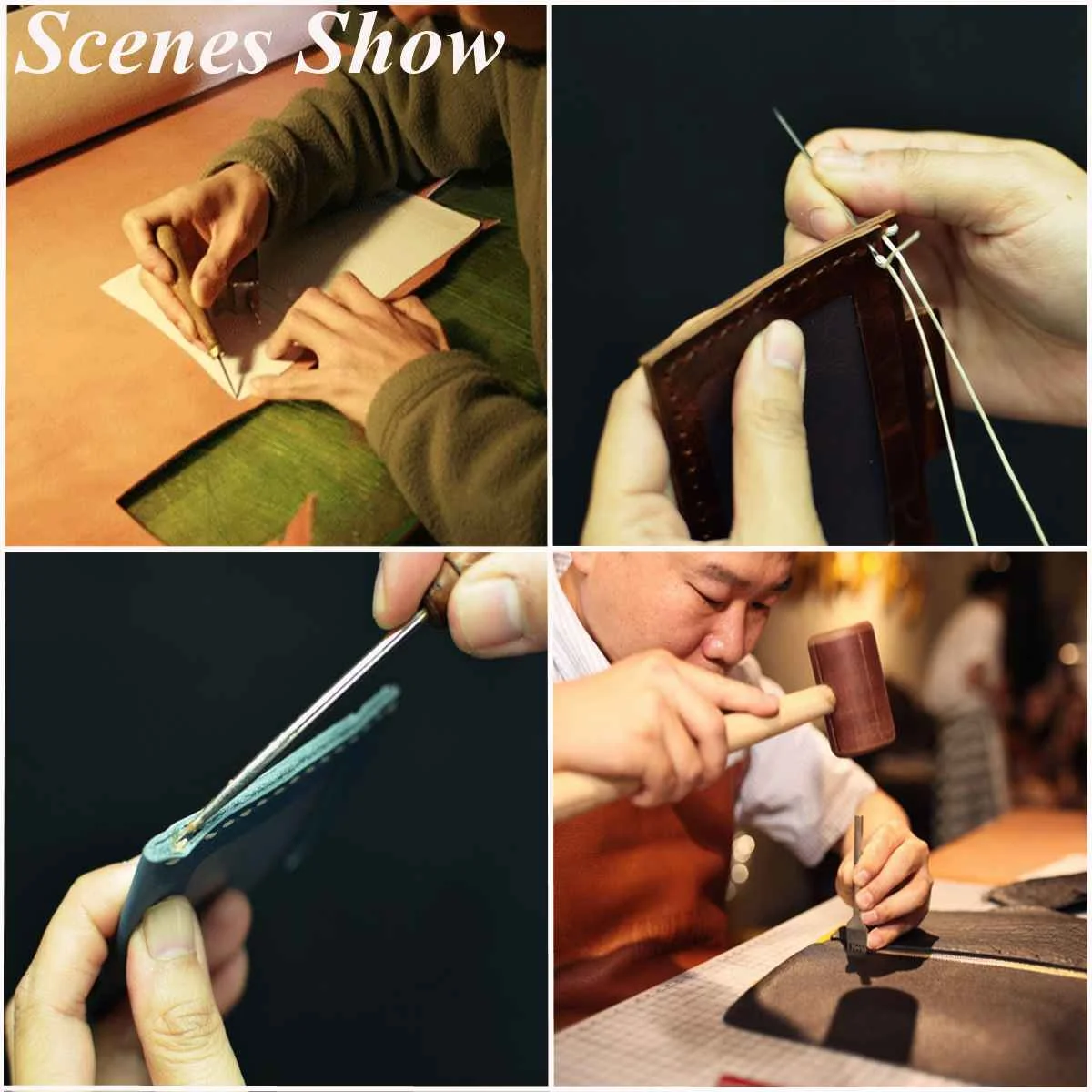 61Pcs Professional Leather Craft Tools Kit Home Hand Sewing Stitching Punch Carving Work Saddle Leathercraft DIY Accessories