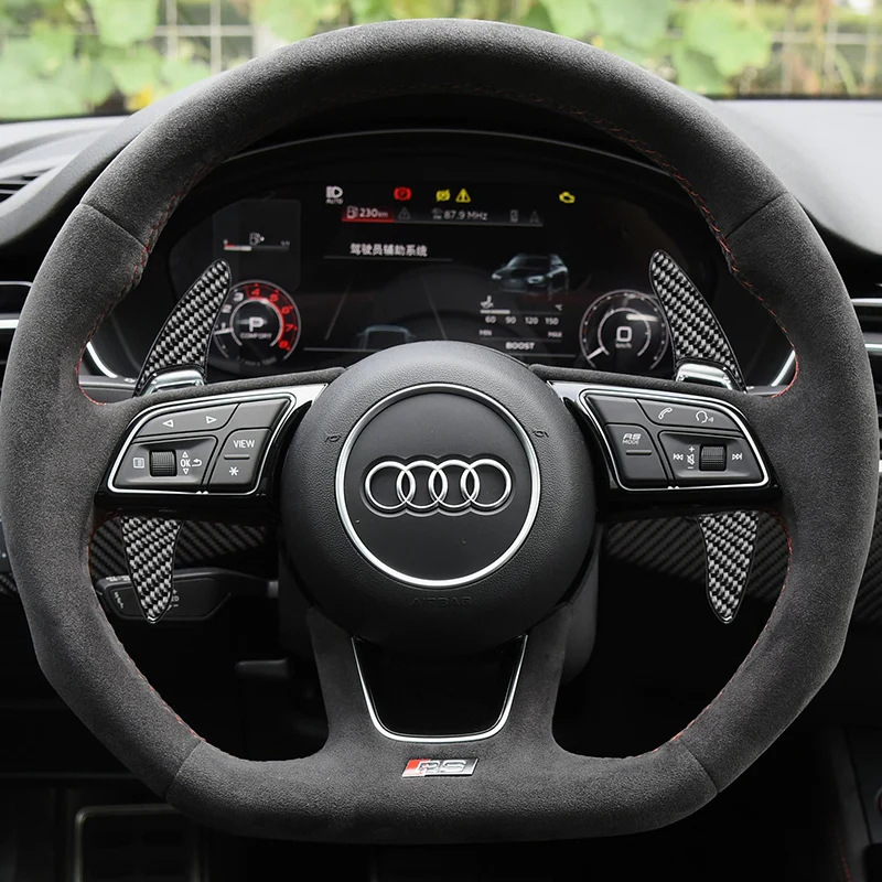 For Audi RS4 RS3 RS5 Q3 Q8 RS6 RS7 R8 TT Steering Wheel Shift Paddle Interior Trim Patch Extended Sports ABS Carbon Fiber