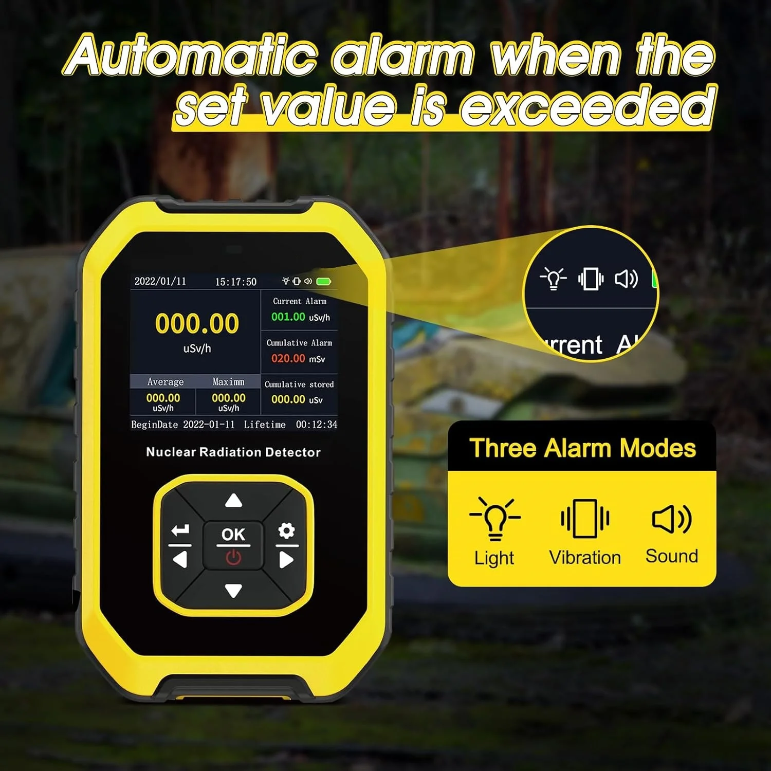 Radiation Detector Portable Geiger Counter Nuclear Radiation Detector Personal Dosimeter X-ray &gamma;-ray &beta;-ray Radioactivity Tester Marble Detector