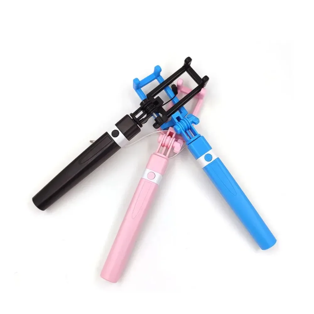3.5mm Plug Mini Wire Controlled Selfie Stick Type-C Plug Retractable Portable Handheld Selfie Stick Mini Portable