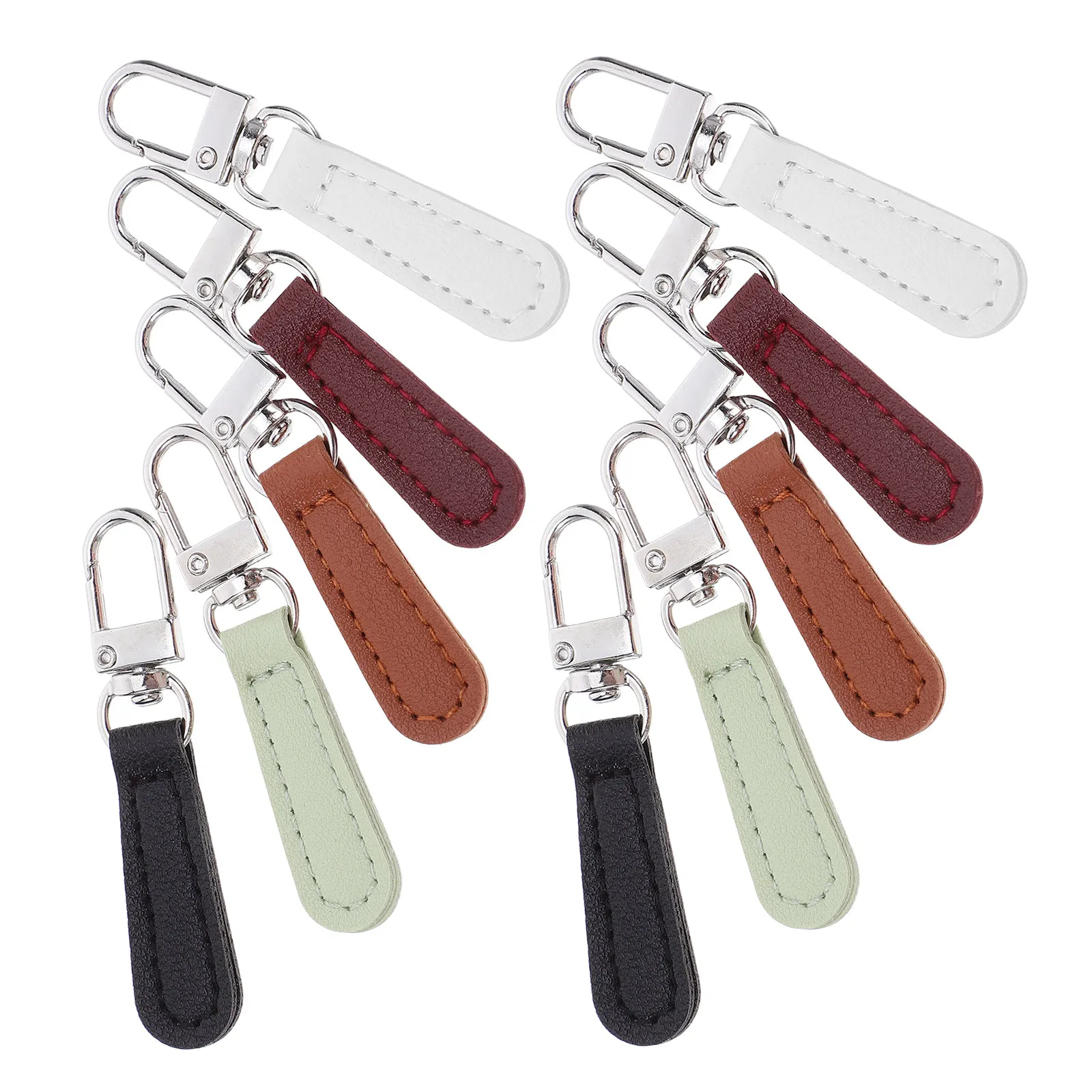 10Pcs 유니버설 지퍼 풀 교체 분리형 소프트 PU 핸들 지퍼 수리 키트 배낭 자켓 수하물 지갑용